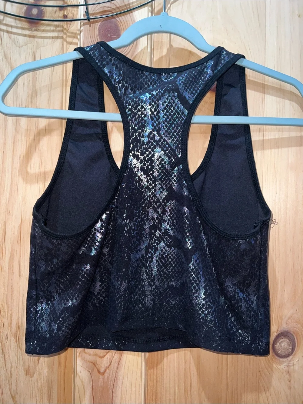 Shimmery Snake-Print Racerback Sports Bra / Crop Top